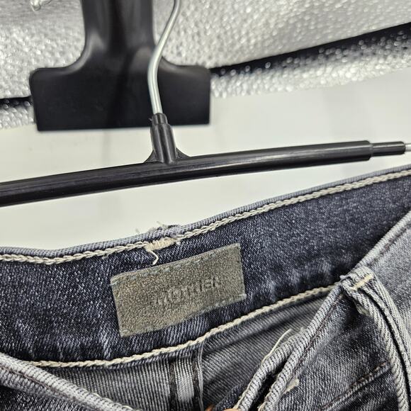 Mother The Insider Crop Step Fray Jeans Black Gray Bootcut High Waist Size 26 - Picture 3 of 7